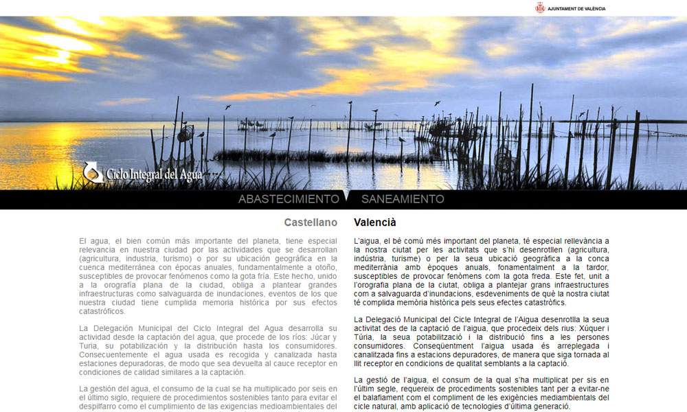 Ciclo Integral del Agua, diseño web